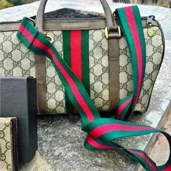 Rare Vintage Gucci bundle. Gucci web supreme Boston bag w/ Wallet “ One of One” - Picture 12 of 16